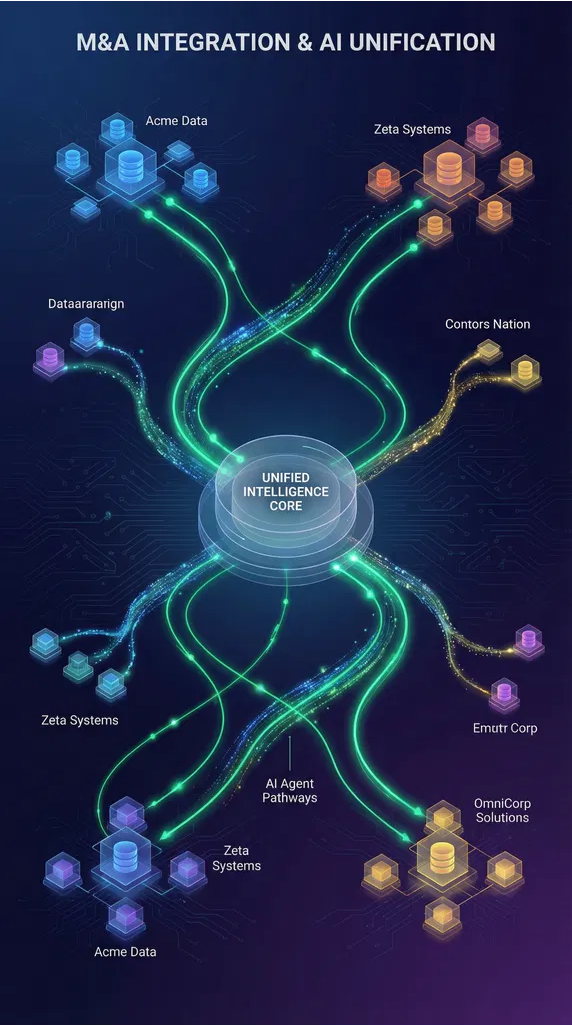 M&A Integration & AI Unification Diagram